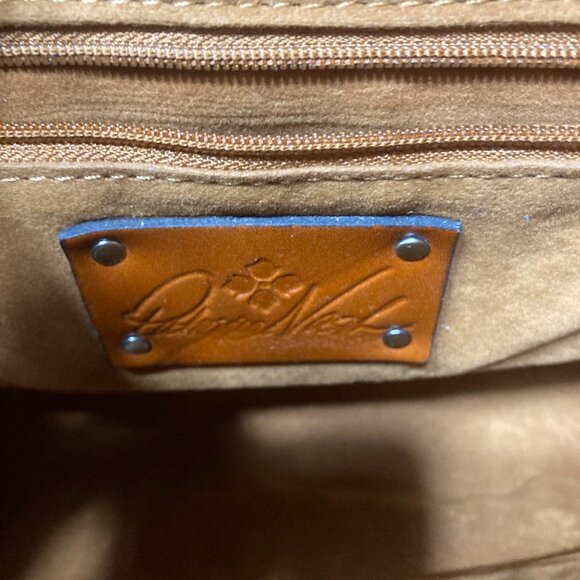 NWOT Patricia Nash Apricot Croc Embossed Large Leather Satchel (Crossbody?) - Picture 10 of 11